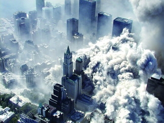 世贸大楼被袭击时的场景