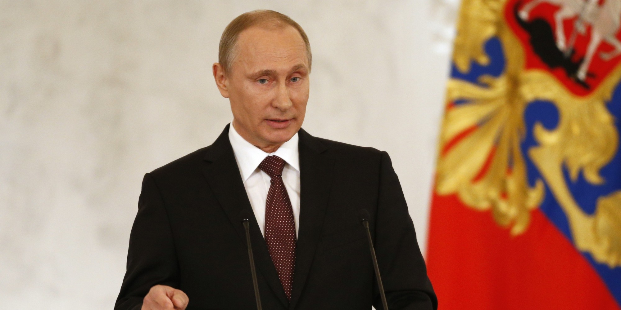 3月18日，俄罗斯总统普京就克里米亚独立并加入俄罗斯在克林姆林宫演讲